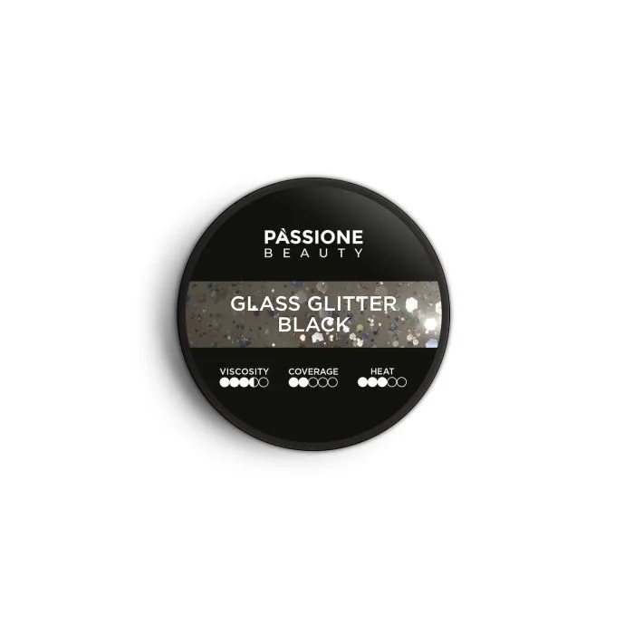 Glass Glitter Black 15 ml - Builder Gel selbstnivellierend schwarzer Glaseffekt mit silbernen Glitzer- und Paillettenteilchen - Detail 4