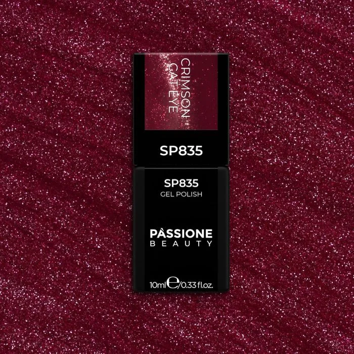 Smalto semipermanente SP835 Crimson Cat Eye - Colore semipermanente rosso scuro effetto cat eye - dettaglio 2