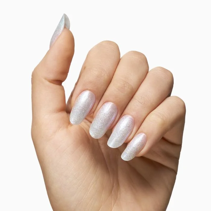 Crystal Shell Mermaid 15 ml - Gel de construction auto-égalisant blanc avec micro-paillettes bleues irisées très fines  - détail 3