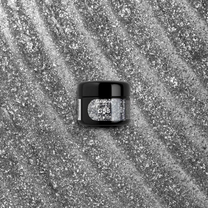 Gel Glitter G58 Black Flash - Gel couleur pailleté noir argenté - détail 2
