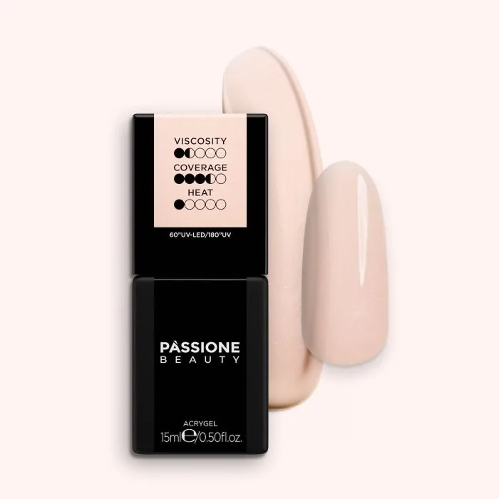 Liquid AcrilGel® Glitter Beige 15ml - Gel constructeur autoégalisant à faible viscosité nude avec très fines micropaillettes argent