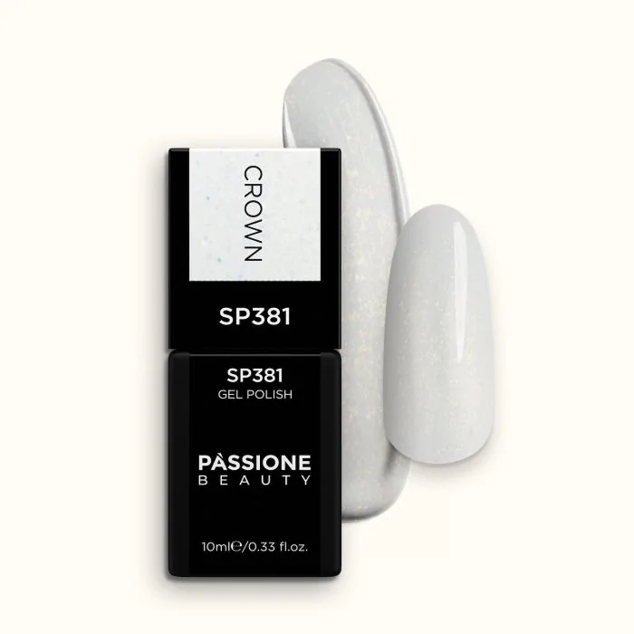 Vernis semi-permanent SP381 Crown - Vernis semi-permanent blanc semi-transparent avec micro-paillettes or