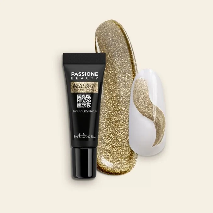 New Gold UV Painting Gel - New Gold UV Gel Paint Platinum with Ultra-Fine Gold Micro-Glitter