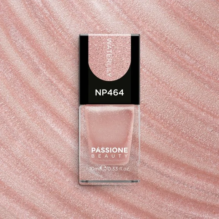 Esmalte NP464 Waterlily - Esmalte color rosa con purpurina plateada - detalle 3