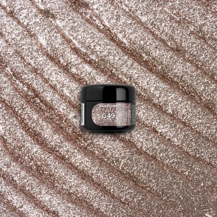 Gel Glitter G49 Rose Gold Flash - Gel couleur pailleté or rose - détail 2