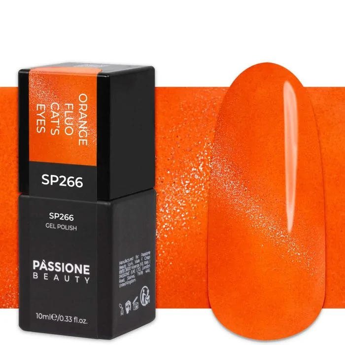 Gel Nail Polish GP266 Orange Fluo Cat's Eyes  - Neon orange Gel Polish