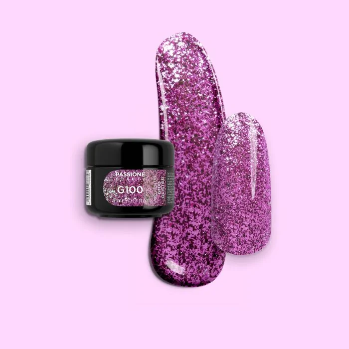 Gel Glitter G100 Glister - Gel couleur pailleté fuschia