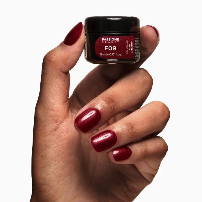 Gel Color F09 Cherry - Gel color burdeos brillante autosellante  - detalle 1