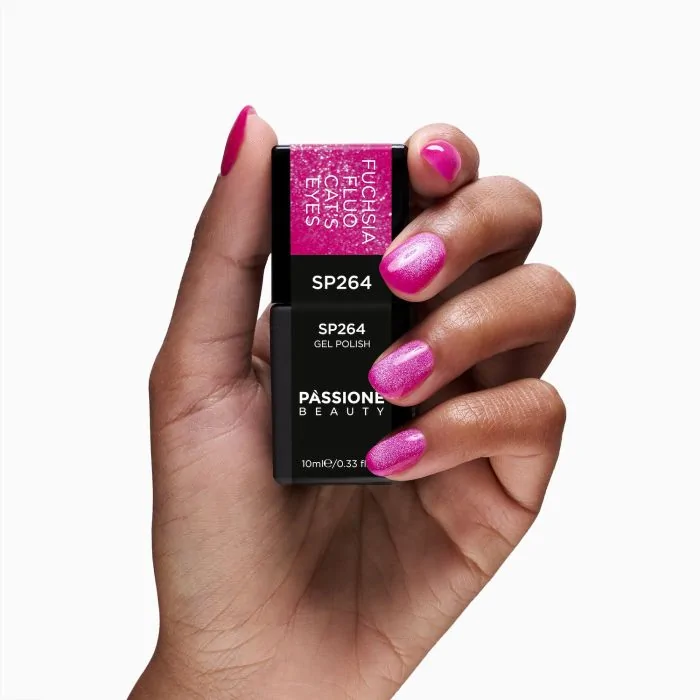 Gel Nail Polish SP264 Fuchsia Fluo Cat Eye - Fuchsia Gel Polish Cat Eye Effect - detail 2