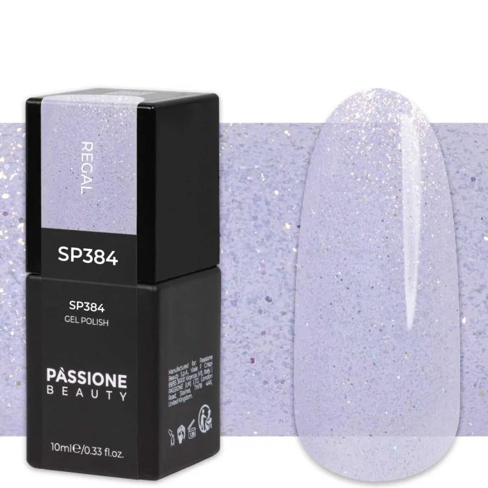 Gel Nail Polish SP384 Regal - Light Lavender Gel Polish with Golden Pearlescent Effect
