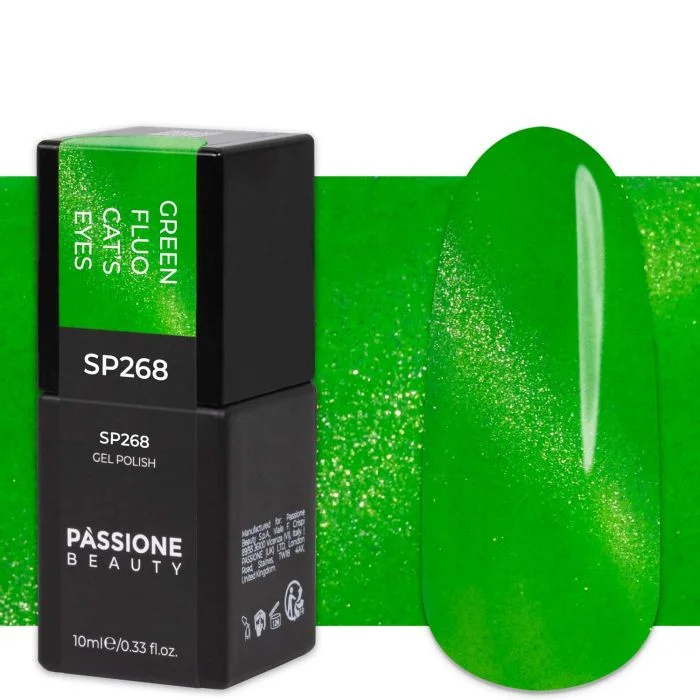 Gel Nail Polish GP268 Green Fluo Cat's Eyes  - Neon Green Gel Polish