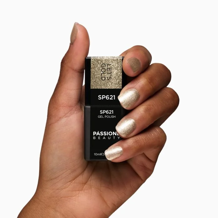 Gel Nail Polish SP621 Let’s Gold - Gold Gel Polish with Extra-fine Gold Micro-glitter - detail 2