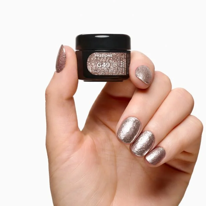 Gel Glitter G49 Rose Gold Flash - Gel couleur pailleté or rose - détail 3