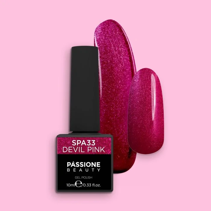 Gel Nail Polish GPA33 Devil Pink  - GPA33 Devil Pink gel polish, magenta with metal effect