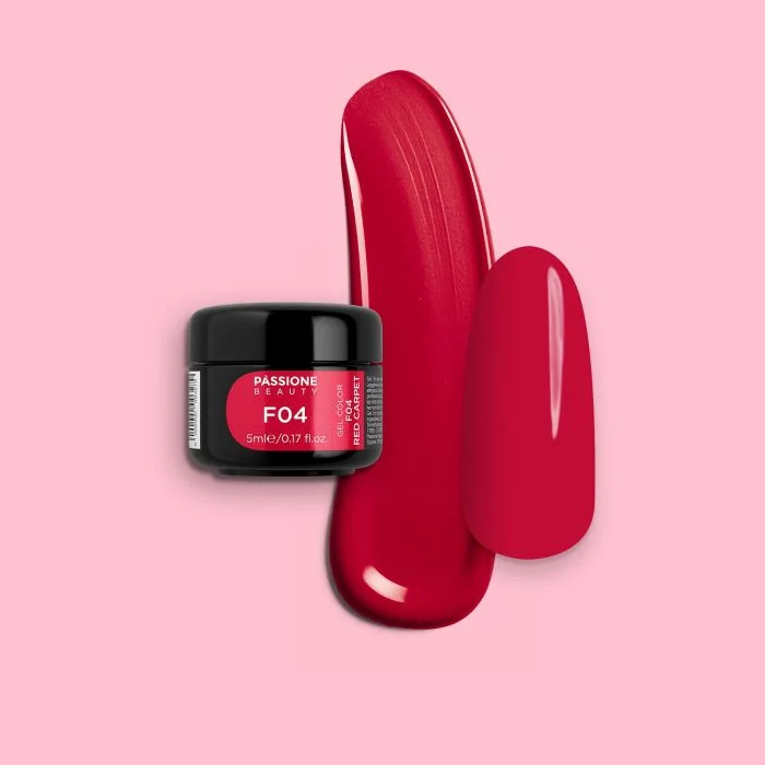 Gel Color F04 Red Carpet - Gel color rojo brillante autosellante 