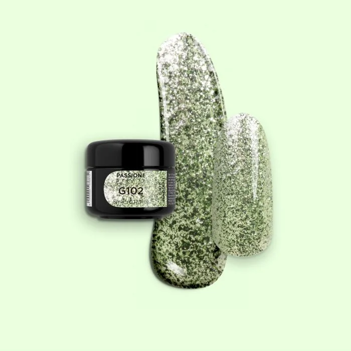 Gel Colour G102 Radiant - Lime green Glitter Gel 