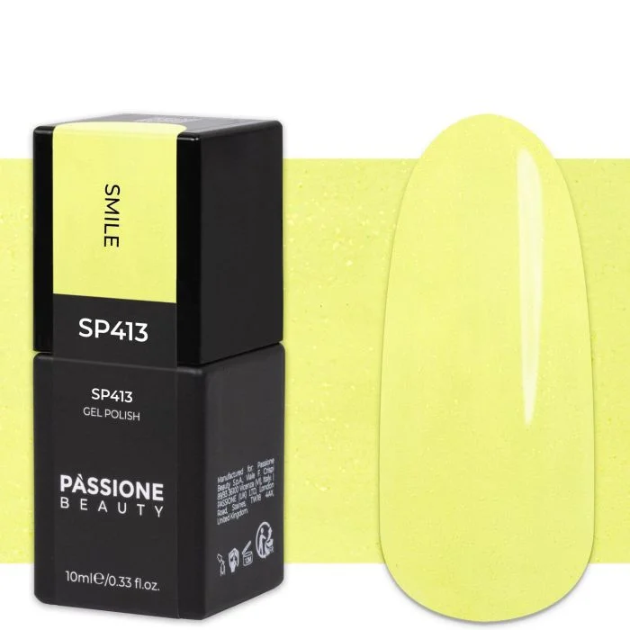Gel Nail Polish GP413 Smile - Neon Pastel Yellow gel polish with pearlescent effect