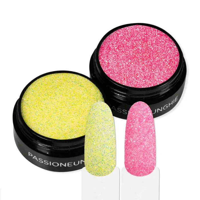 Summer Smoothie Glitter - Holographic light pink and yellow nail glitter