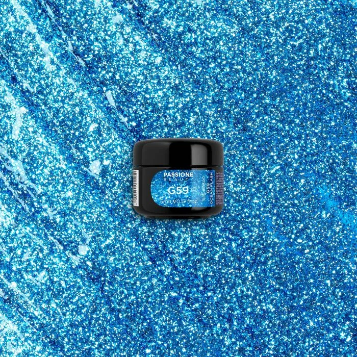 Gel Glitter G59 Ocean Flash - Gel couleur pailleté bleu argenté - détail 2