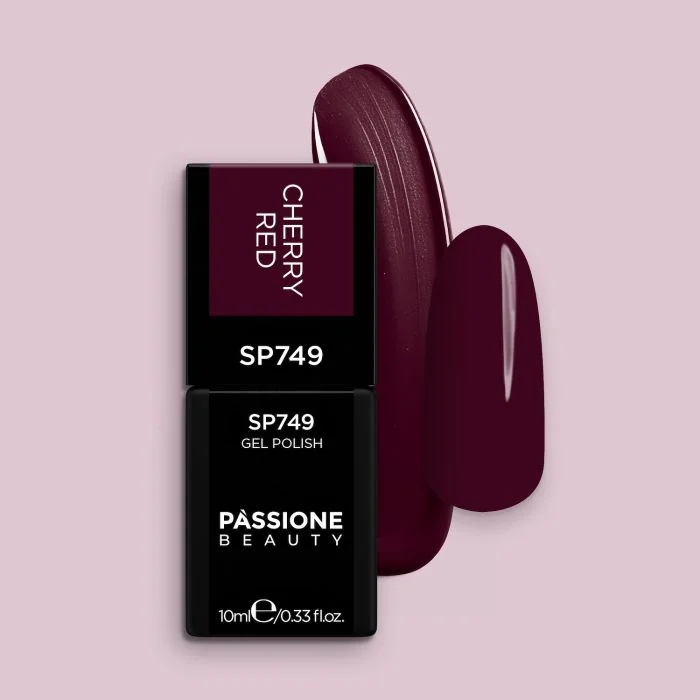 Smalto semipermanente SP749 Cherry Red - Colore semipermanente bordeaux scuro tendente al viola