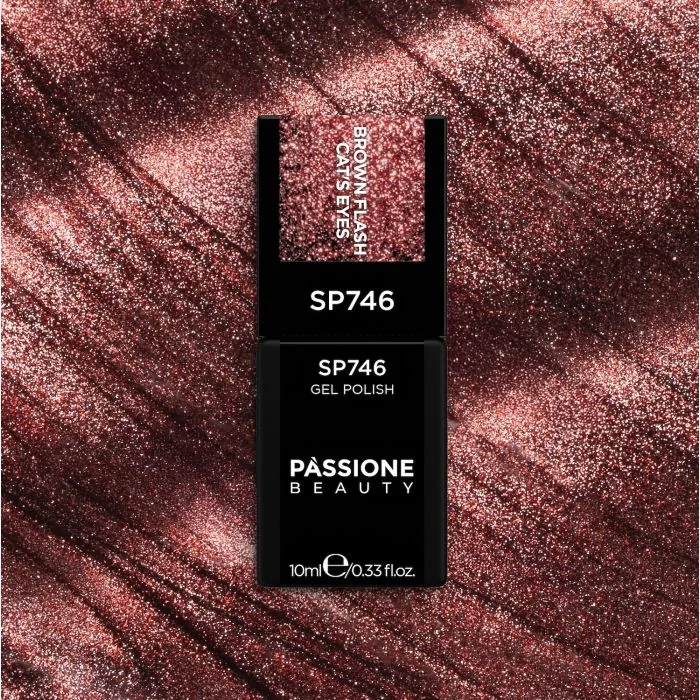 Gel Nail Polish SP746 Brown Flash Cat Eye - Brown Gel Polish with Cat Eye Effect - detail 2