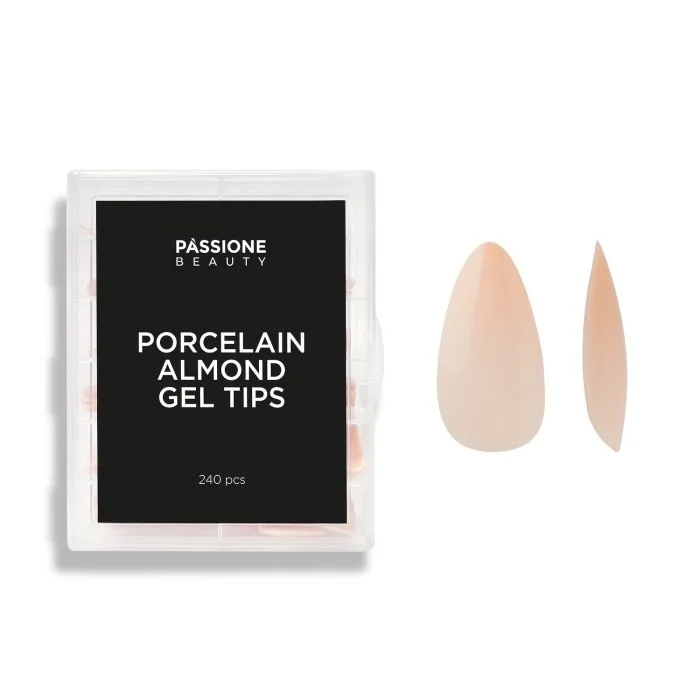 Gel Tip Almendra Porcelana 240 piezas - Gel tip soak-off almendra nude