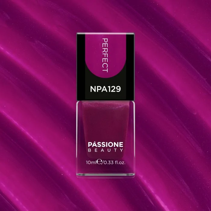 Esmalte NPA129 Perfect - Esmalte color violeta con micropurpurina fucsia - detalle 3