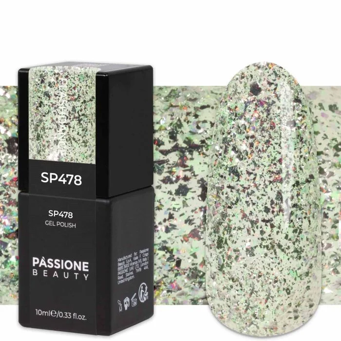 Gel Nail Polish GP478 Flashdance - Silver glitter aqua-blue gel polish 