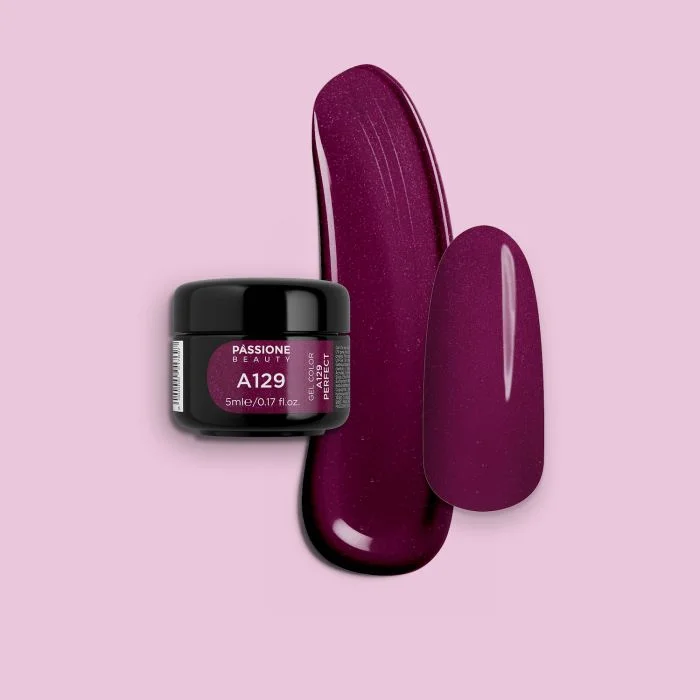 Gel Color A129 Perfect - Gel color fucsia con matices violeta y purpurina fina