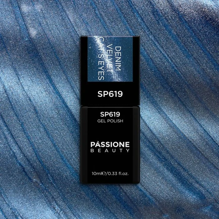 Gel Nail Polish SP619 Denim Velvet Cat Eye - Denim Blue Gel Polish with Cat Eye Effect - detail 2