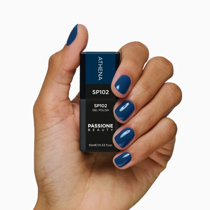 UV Nagellack NL102 Athena - UV Nagellack in Stahlblau - Detail 2