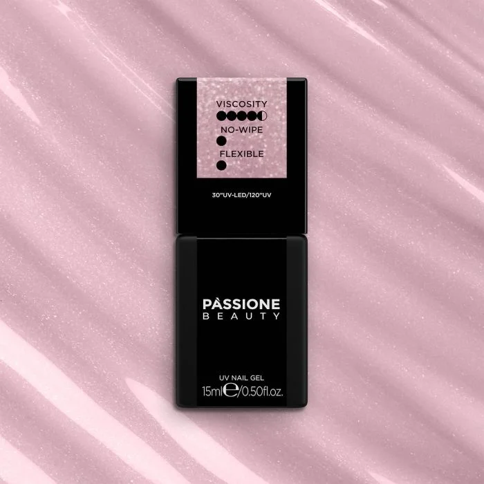 HD Base Diamond Glitter 15 ml - Base Rubber Semipermanente Rosa con micro-purpurina plateada - detalle 2