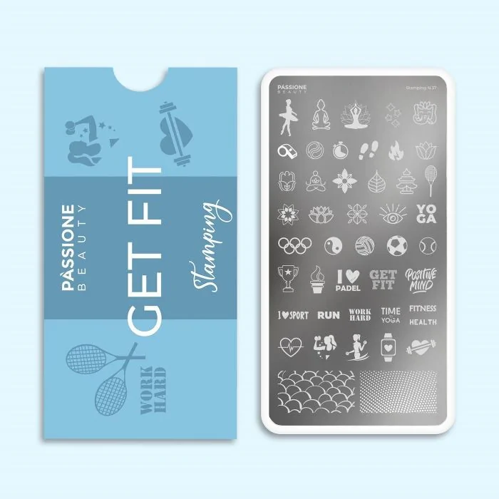 Get Fit - Stamping Plate - Stamping plate with sporty nail decorations
