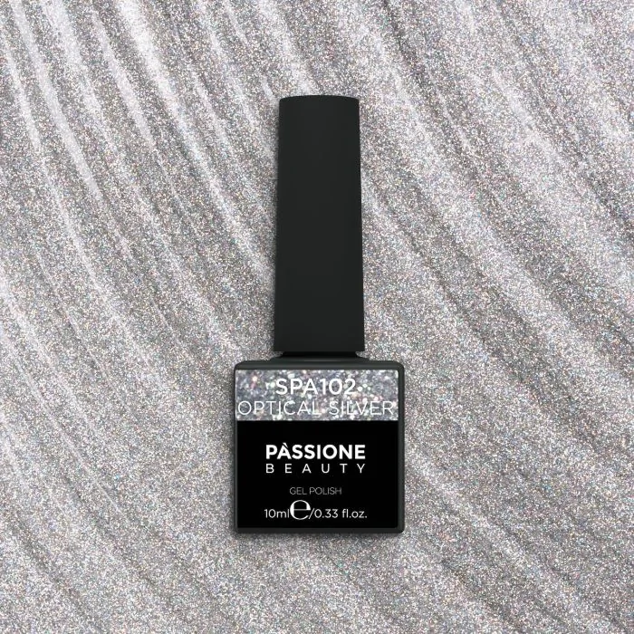 Esmalte Semipermanente EPA102 Optical Silver - Esmalte semipermanente EPA102 Optical Silver, transparente con micro purpurina plateada  - detalle 2