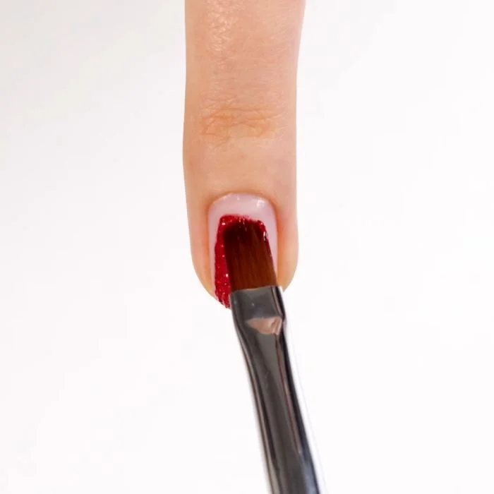 Anwendung von Glitter Farbgel G05 Red Glitter