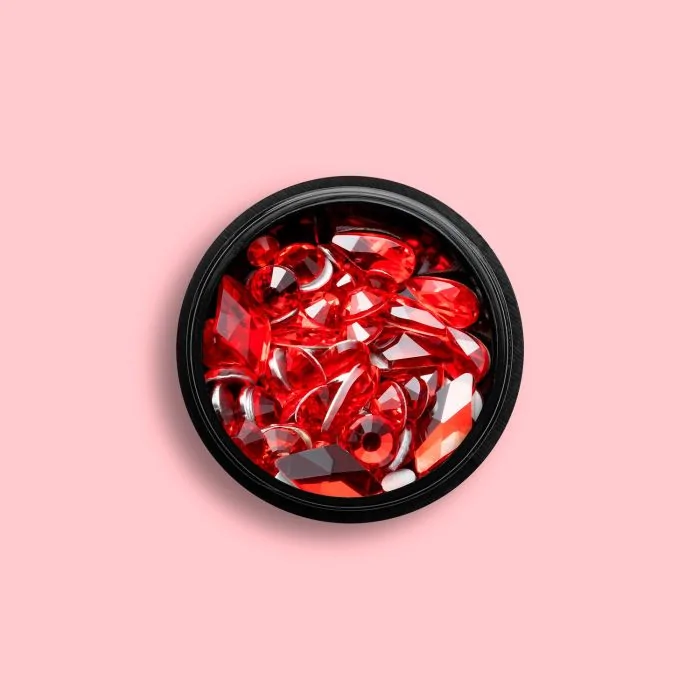Red Gems Mix - Gems mix for nail art, red colour