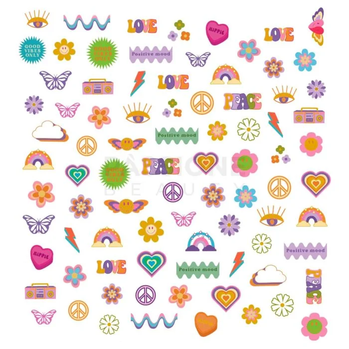 Woodstock - Nail Stickers - Hippie themed Nail Stickers  - detail 1
