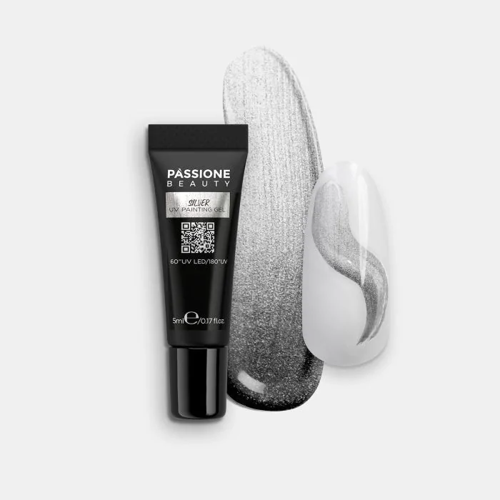 Silver UV Painting Gel - Metallic Silver UV gel paint