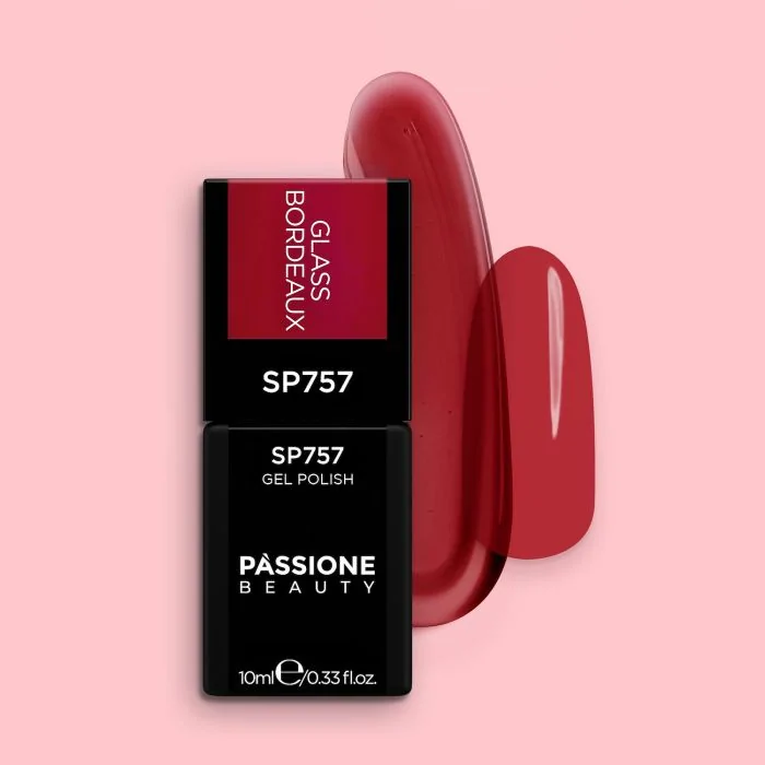 Vernis semi-permanent couleur SP757 Glass Bordeaux - Vernis semi-permanent rouge bordeaux effet verre