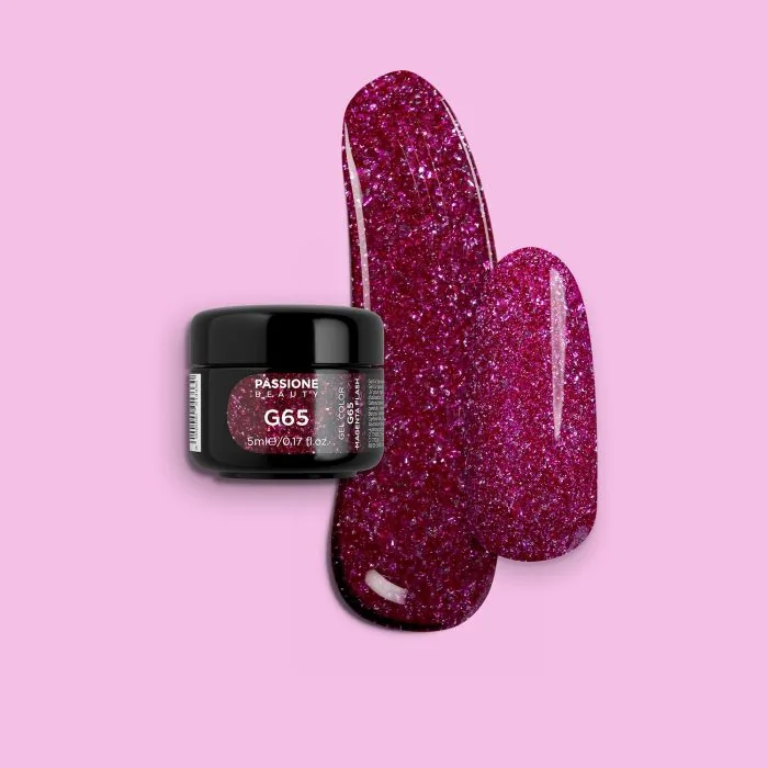 Gel Glitter G65 Magenta Flash - Gel couleur pailleté magenta