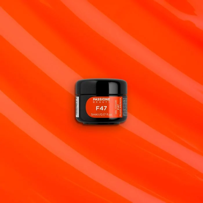 Gel Couleur F47 Fluo Papaya - GelUV Coloré auto-scellant orange fluo - détail 3