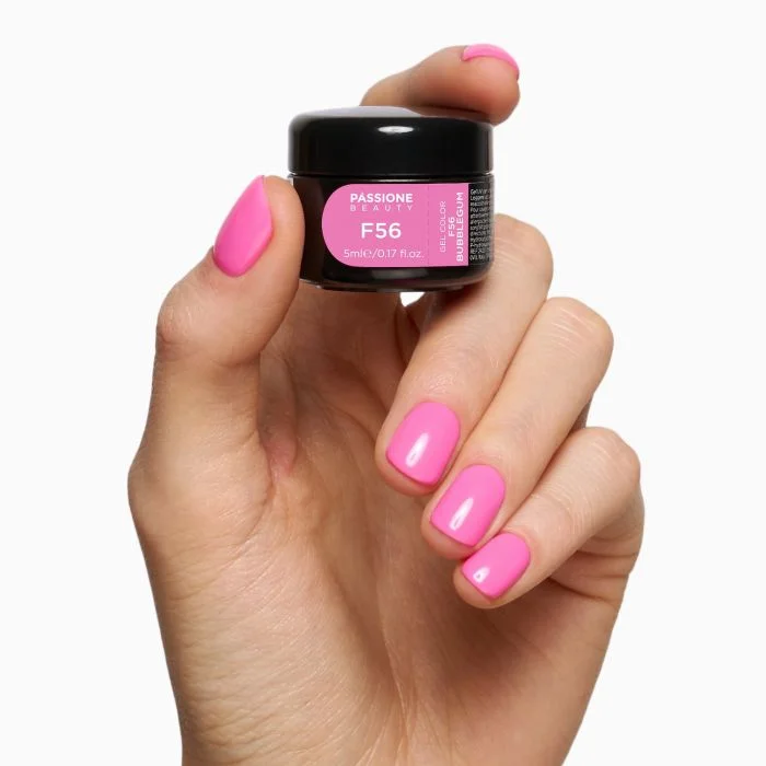 Gel Color F56 Bubblegum - Gel color rosa intenso autosellador - detalle 3