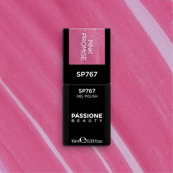 Gel Nail Polish SP767 Pink Promise - Gel Nail Polish fuchsia with pearly white micro-glitter - detail 3