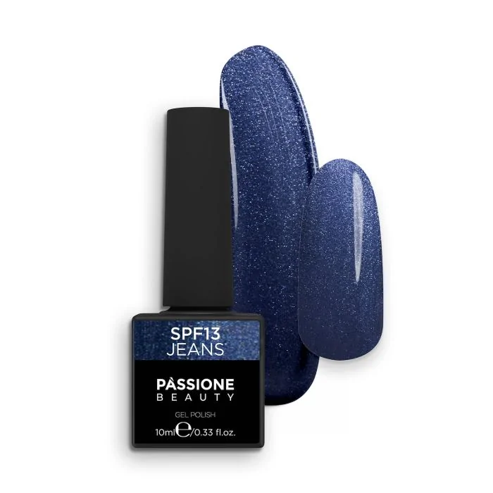 Esmalte Semipermanente EPF13 Jeans - Esmalte semipermanente EPF13 Jeans, Azul Denim, con Purpurina