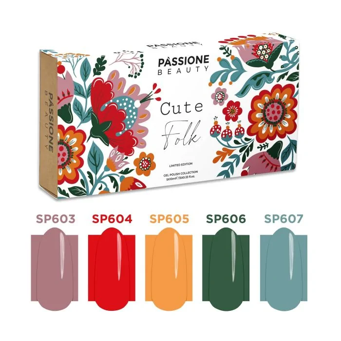 Cute Folk Gel Polish Collection - Collection of 5 coloured gel polishes