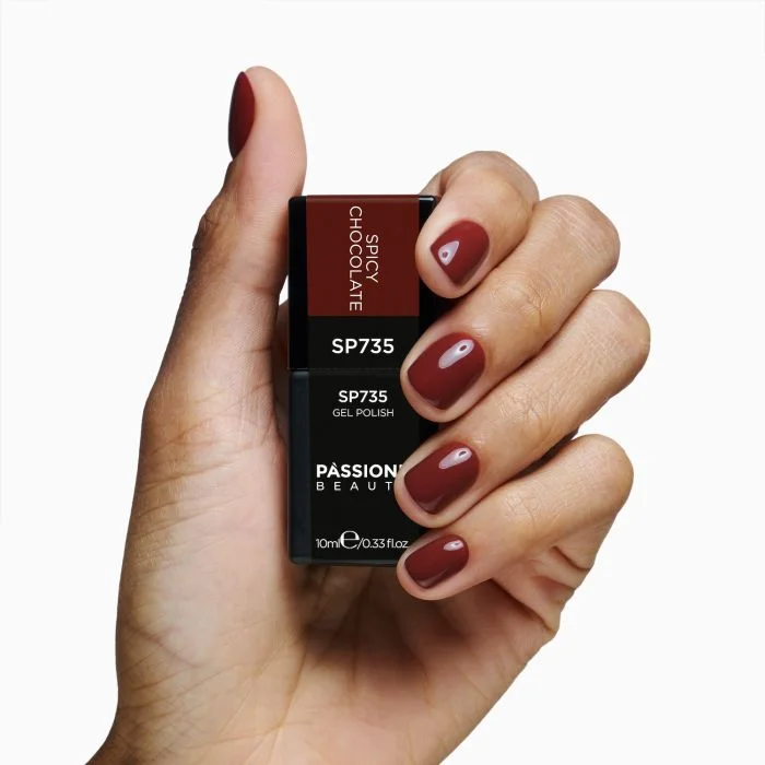 Gel Nail Polish SP735 Spicy Chocolate - Chocolate brown gel polish - detail 3