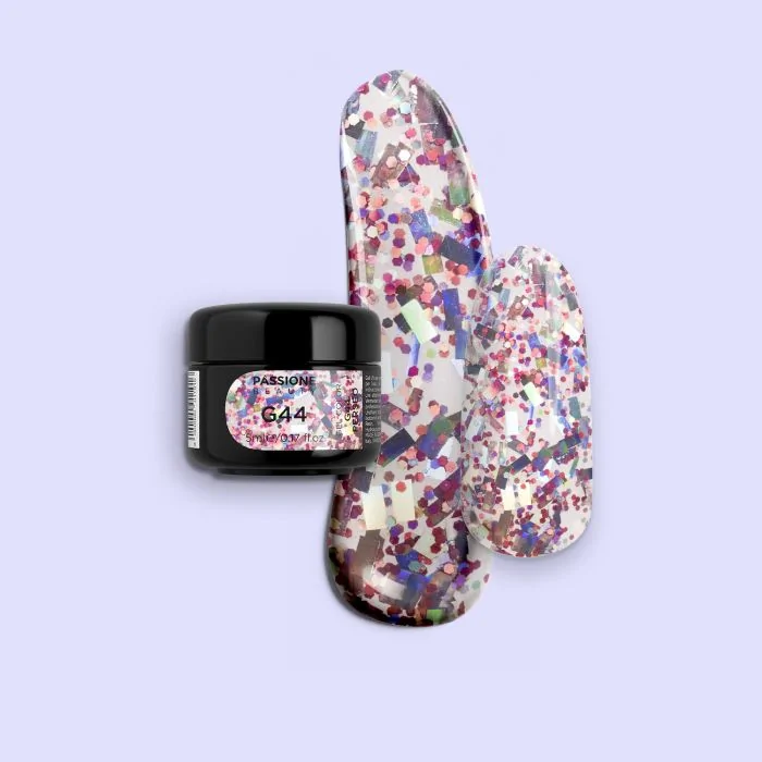 Gel Glitter G44 Perseo - Gel couleur pailleté rose et argent