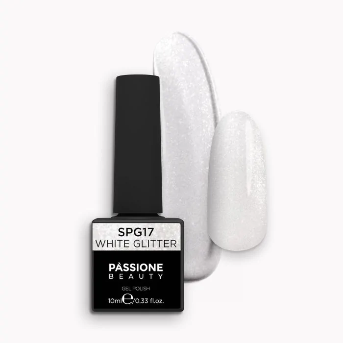 Esmalte Semipermanente SPG17 White Glitter - Esmalte semipermanente SPG17 White efecto nacarado con microbrillos