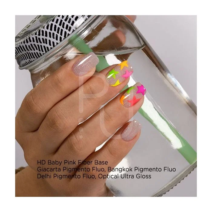 Giacarta Fluo Pigment - Neon green and coral nail art powder - detail 3