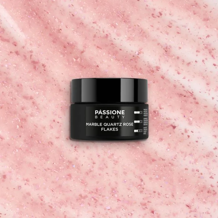 Marble Quartz Rose Flakes 15 ml - Builder gel autonivelante rosa con copos rosa oscuro y micro-copos holográficos - detalle 3
